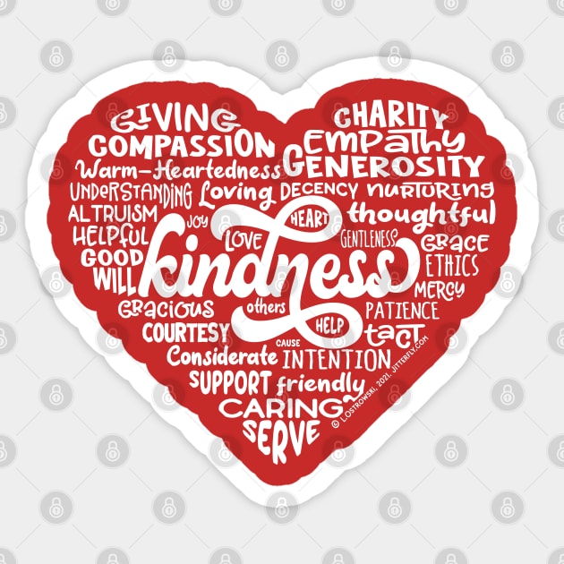 Heart Words of Kindness (white/red) Sticker by Jitterfly